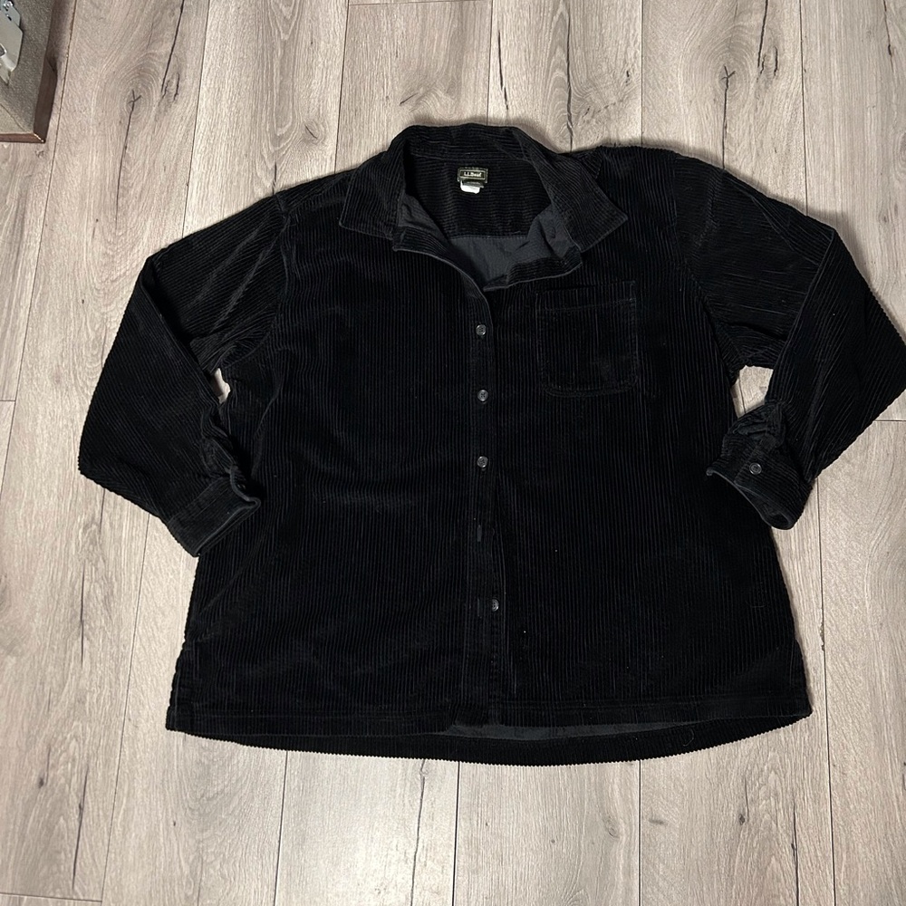 L.L. Bean Vintage Women’s 2X Black Corduroy Shacket Cotton Hiking Outdoors